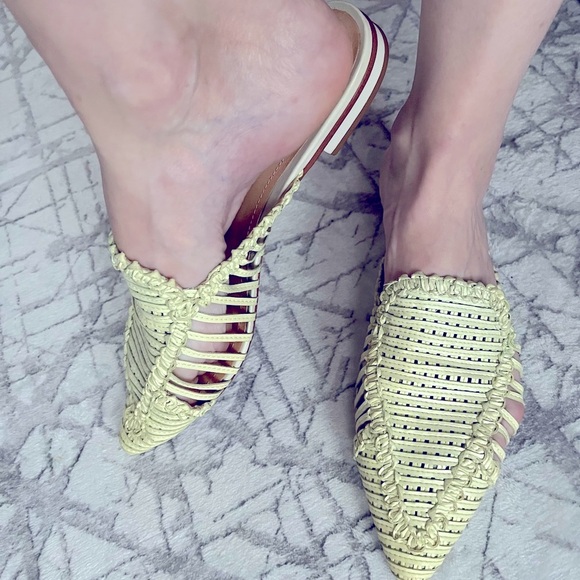 Schutz Marli Woven Leather Mules in Pearl - Picture 2 of 2